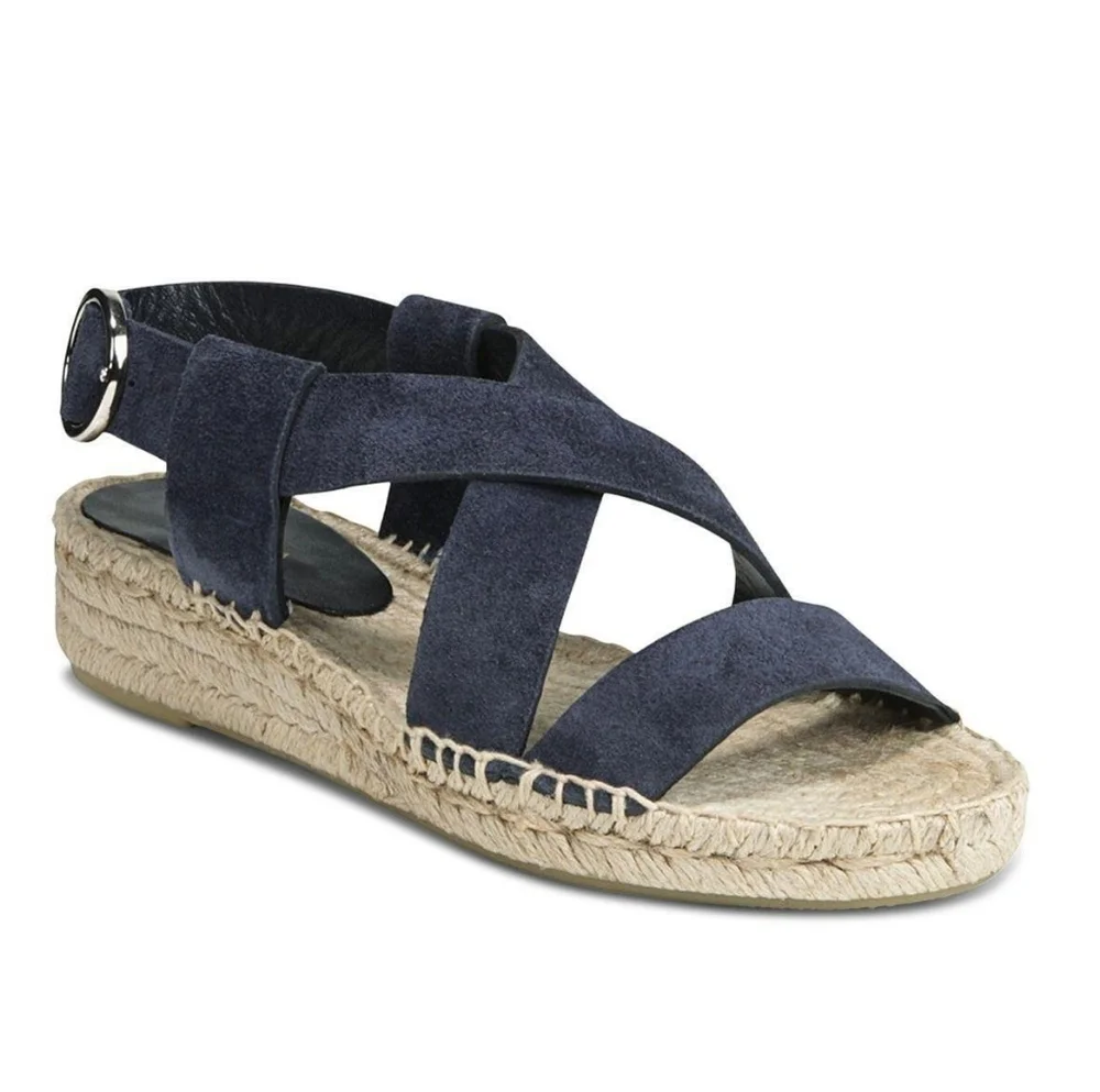 Via Spiga Marlin Blue Platform Adjustable Strap Espadrille Sz 9 NWT Retail $195
